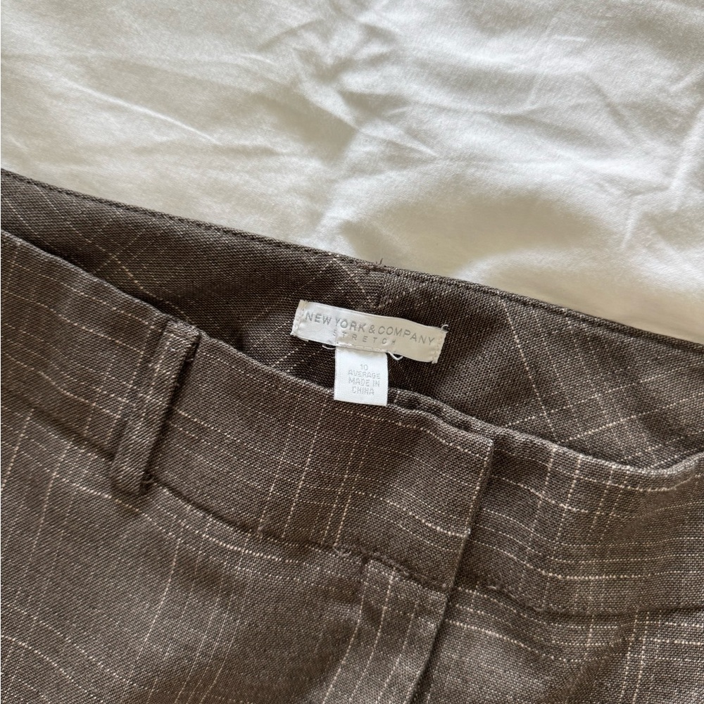 New York & Company Brown Plaid Trousers - Picture 3 of 8